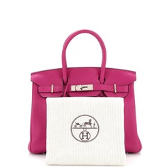 Hermes Birkin Handbag Rose Pourpre Togo with Palladium Hardware 30