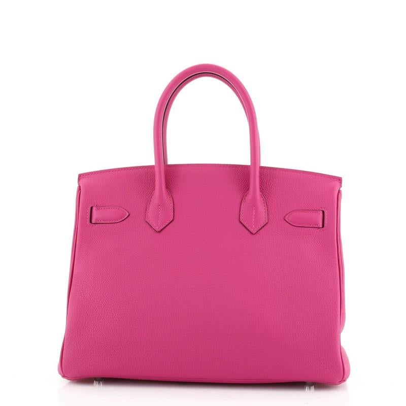 Hermes Birkin Handbag Rose Pourpre Togo with Palladium Hardware 30 In Good Condition In NY, NY