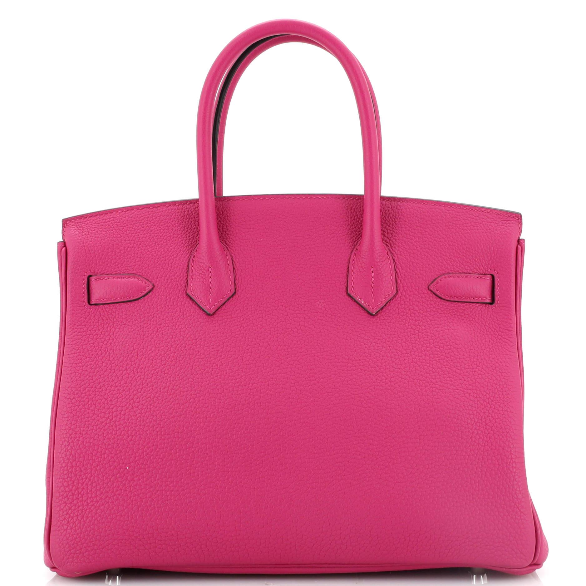Women's or Men's Hermes Birkin Handbag Rose Pourpre Togo with Palladium Hardware 30