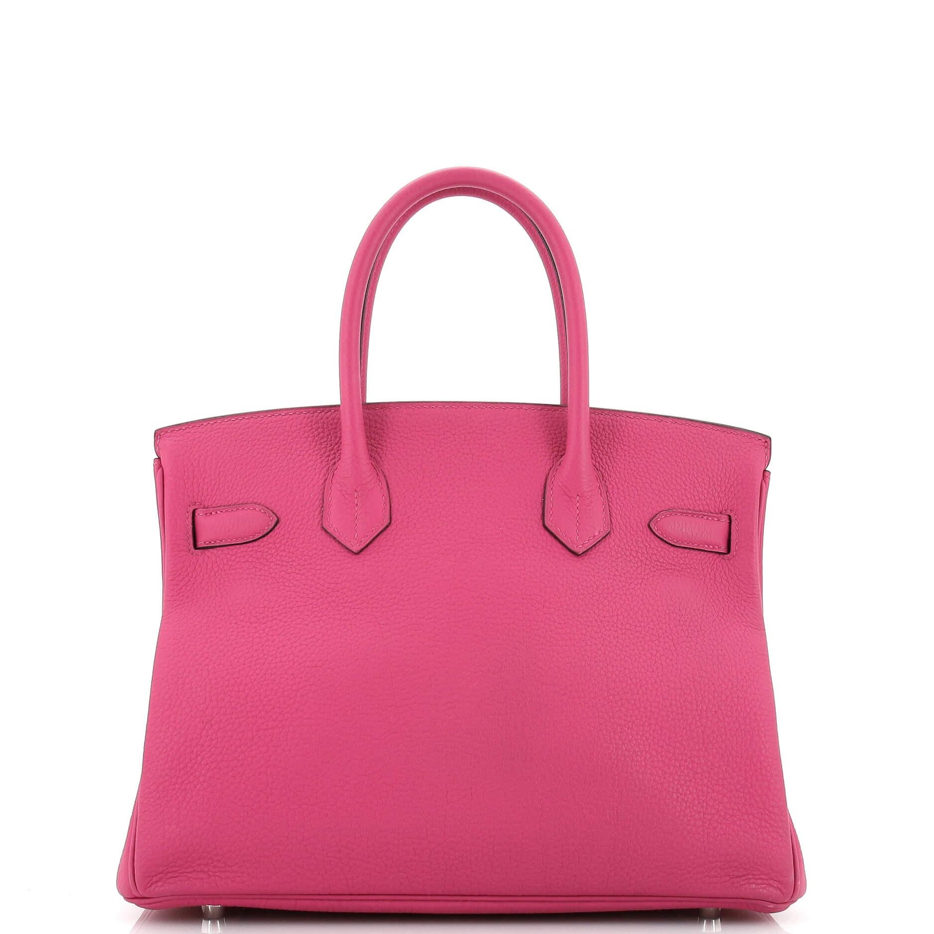 Women's or Men's Hermes Birkin Handbag Rose Pourpre Togo with Palladium Hardware 30 For Sale