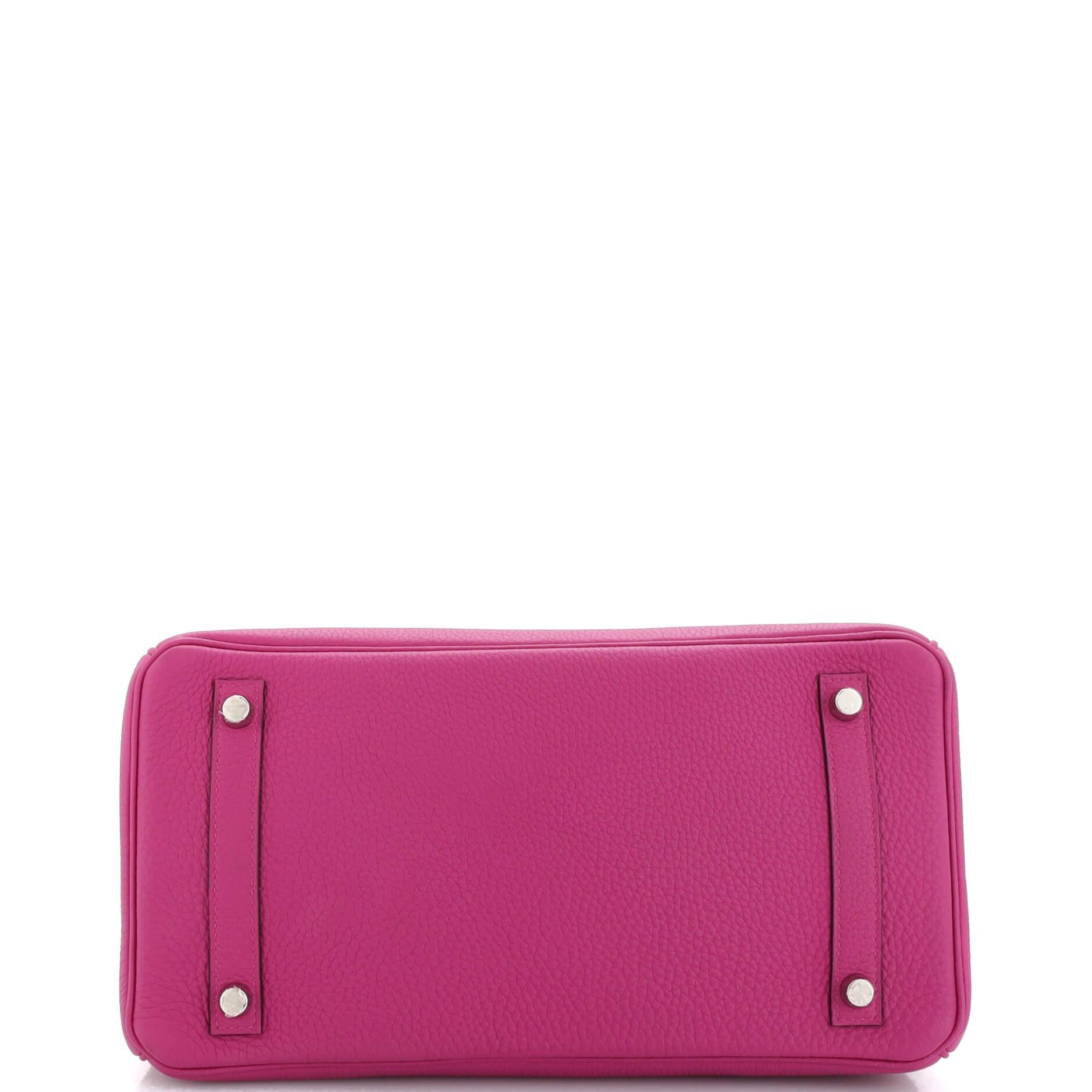 Hermes Birkin Handbag Rose Pourpre Togo with Palladium Hardware 30 For Sale 1