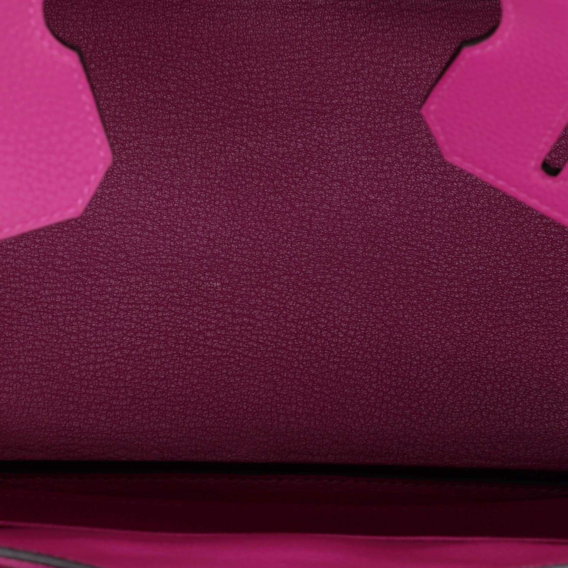 Hermes Birkin Handbag Rose Pourpre Togo with Palladium Hardware 30 For Sale 2