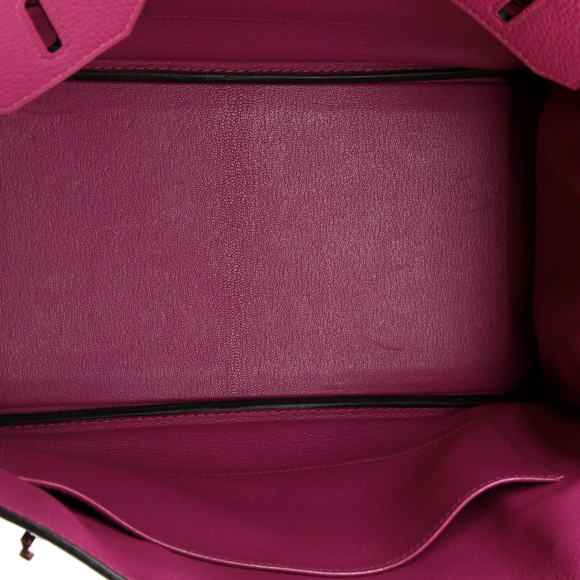 Hermes Birkin Handbag Rose Pourpre Togo with Palladium Hardware 30 For Sale 2