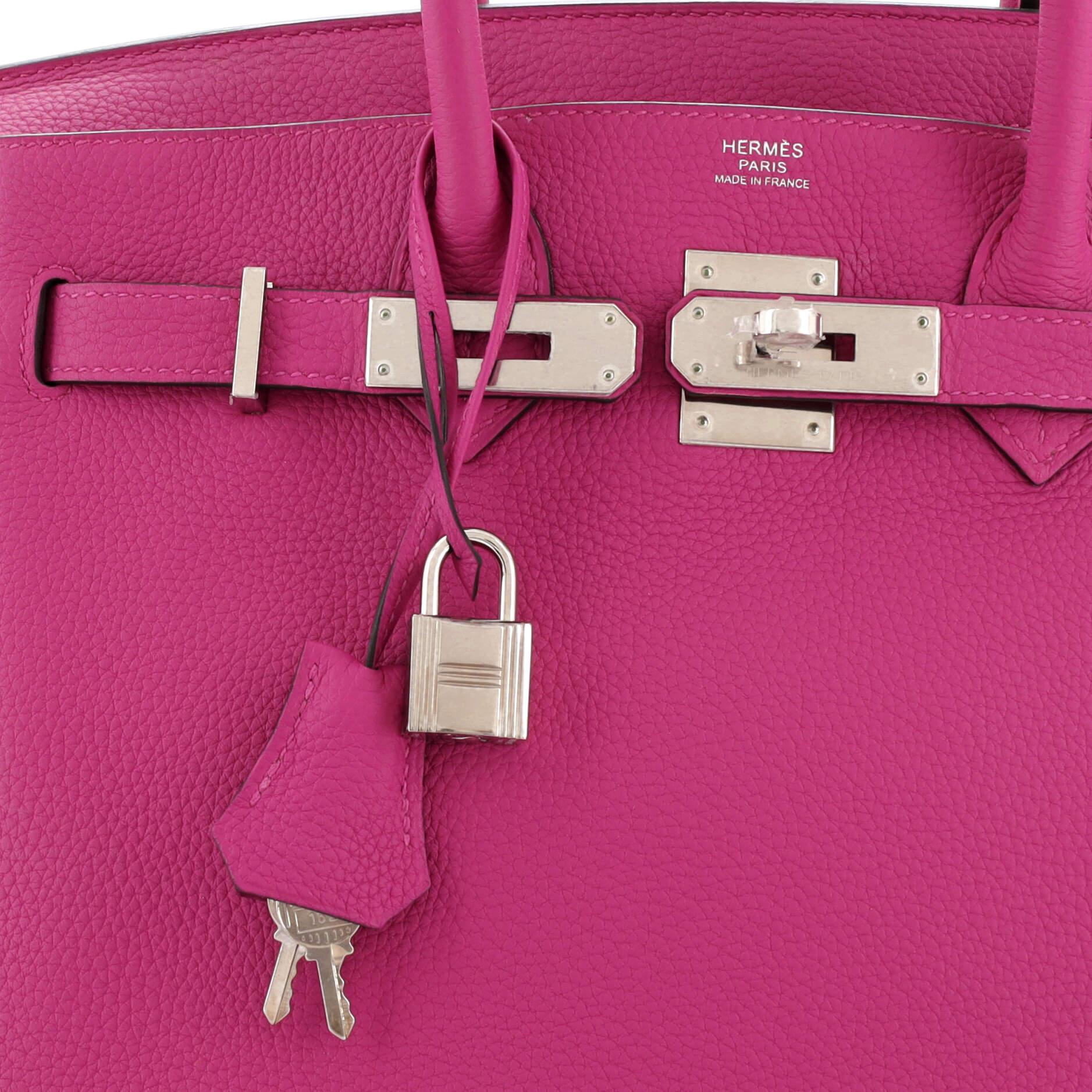 Hermes Birkin Handbag Rose Pourpre Togo with Palladium Hardware 30 For Sale 3