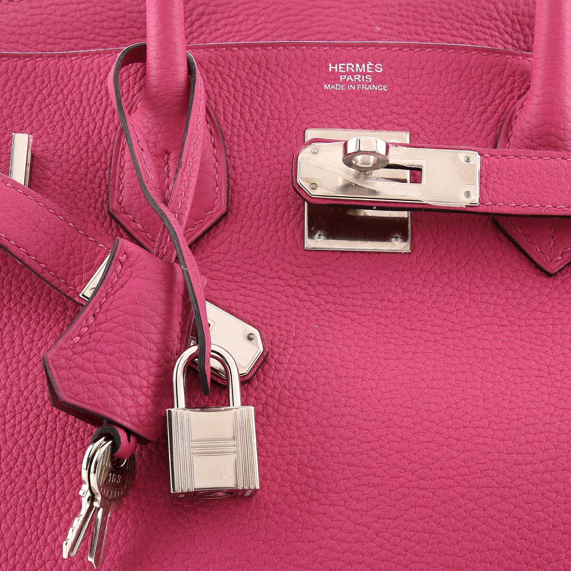 Hermes Birkin Handbag Rose Pourpre Togo with Palladium Hardware 30 For Sale 3
