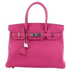 Hermes Birkin Handbag Rose Pourpre Togo with Palladium Hardware 30