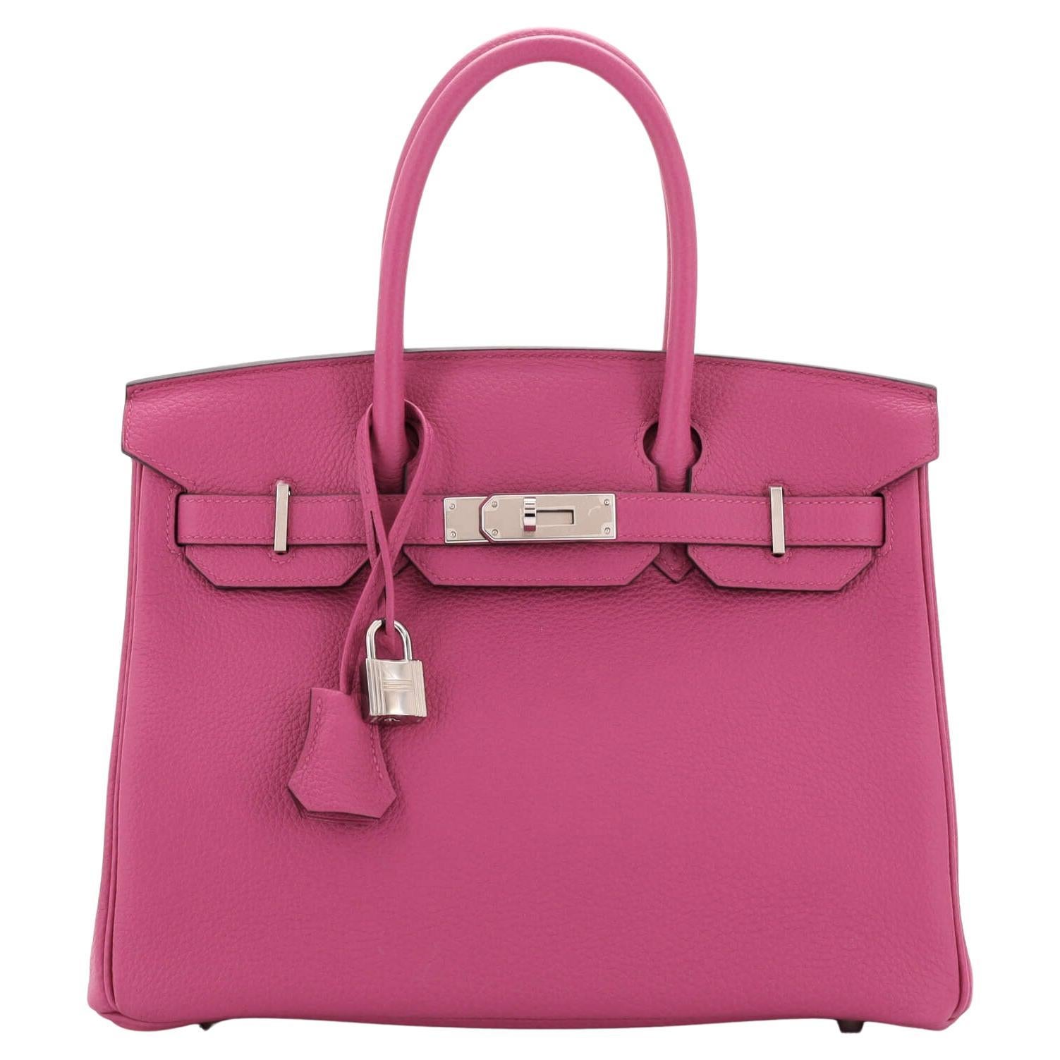 Hermes Birkin Handbag Rose Pourpre Togo with Palladium Hardware 30 For ...