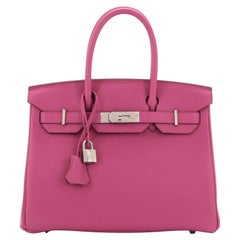 Hermes Birkin Handbag Rose Pourpre Togo with Palladium Hardware 30