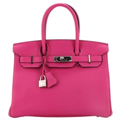 Hermes Birkin Handbag Rose Pourpre Togo with Palladium Hardware 30