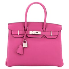 Hermes Birkin Handbag Rose Pourpre Togo with Palladium Hardware 30