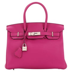 Hermès Birkin Handtasche Rose Pourpre Togo mit Palladiumbeschlägen 30