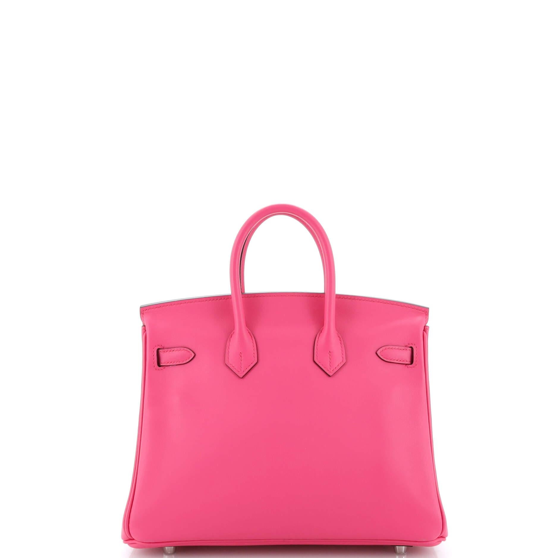 Hermes Birkin Handbag Rose Shocking Jonathan with Palladium Hardware 25 In Good Condition For Sale In NY, NY