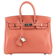 Hermes Birkin Handbag Rose Tea Swift with Palladium Hardware 25