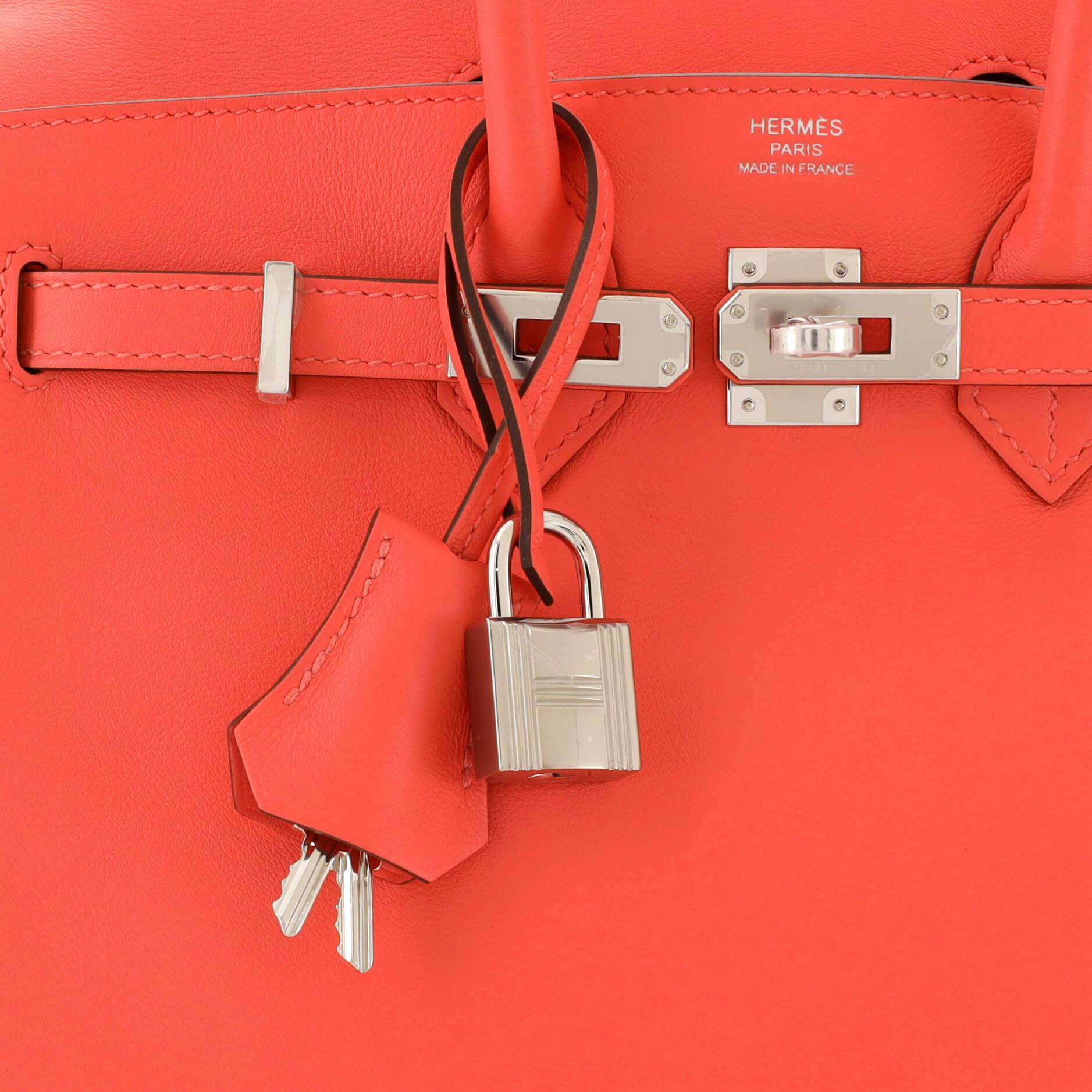 Women's or Men's Hermes Birkin Handbag Rose Texas Swift with Palladium Hardware 25 For Sale