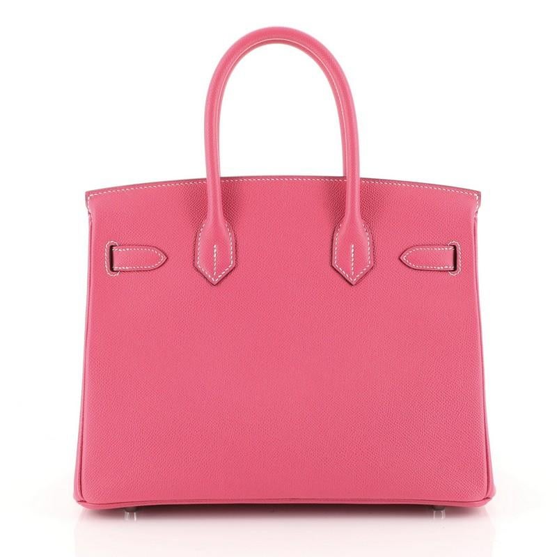 Hermes Birkin Handbag Rose Tyrien Epsom with Palladium Hardware 30 In Good Condition In NY, NY