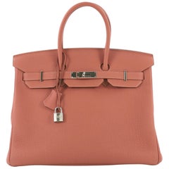 Hermes Birkin Handbag Rosy Togo with Palladium Hardware 35
