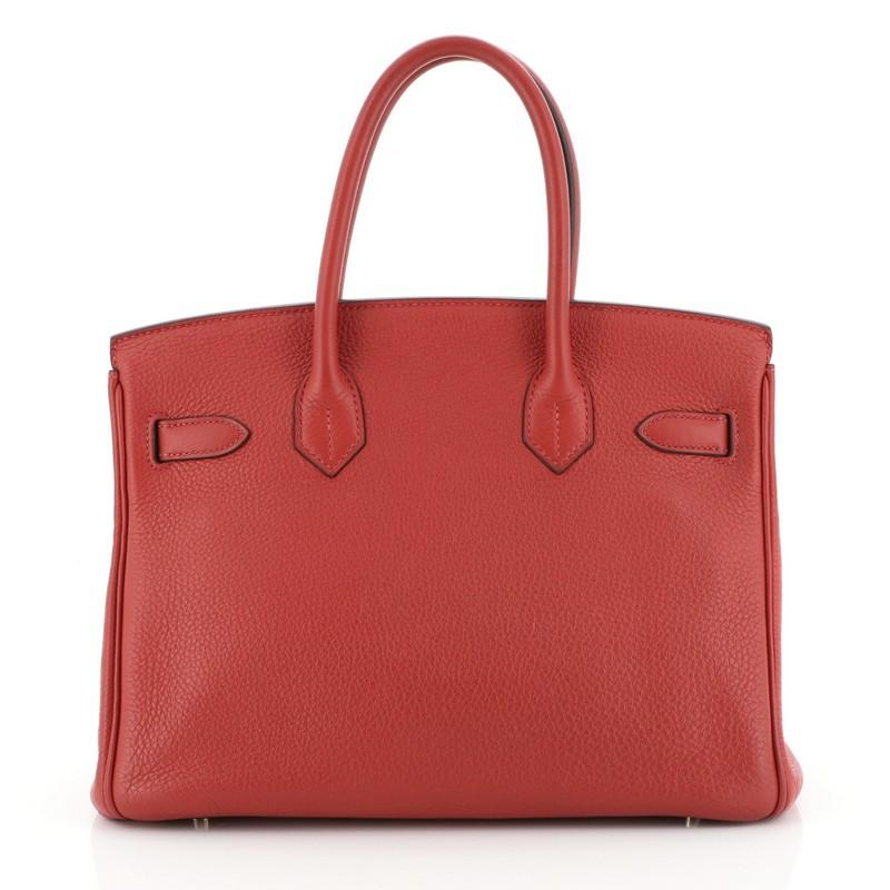 Pink Hermes Birkin Handbag Rouge Casaque Clemence with Gold Hardware 30