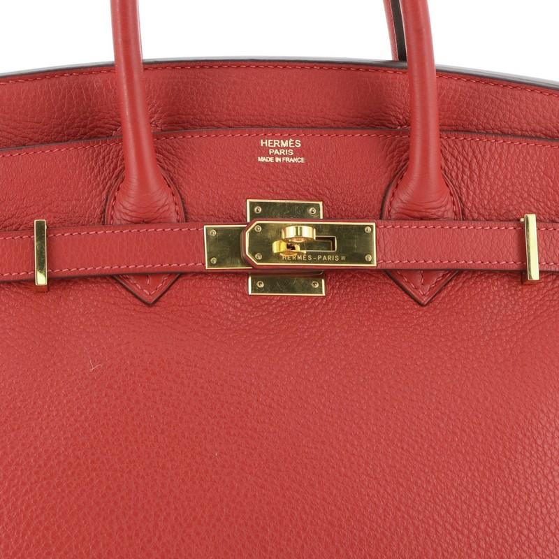 Hermes Birkin Handbag Rouge Casaque Clemence with Gold Hardware 30 1