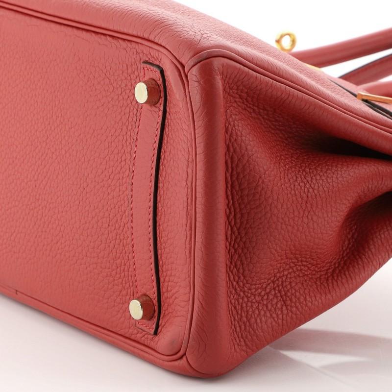 Hermes Birkin Handbag Rouge Casaque Clemence with Gold Hardware 30 2