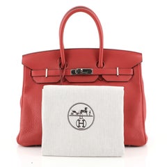 Hermes Birkin Handbag Rouge Casaque Clemence with Palladium Hardware 35