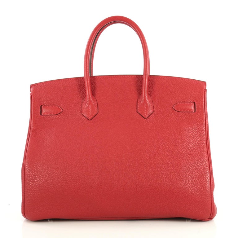 Hermes Birkin Handbag Rouge Casaque Clemence with Palladium Hardware 35 ...