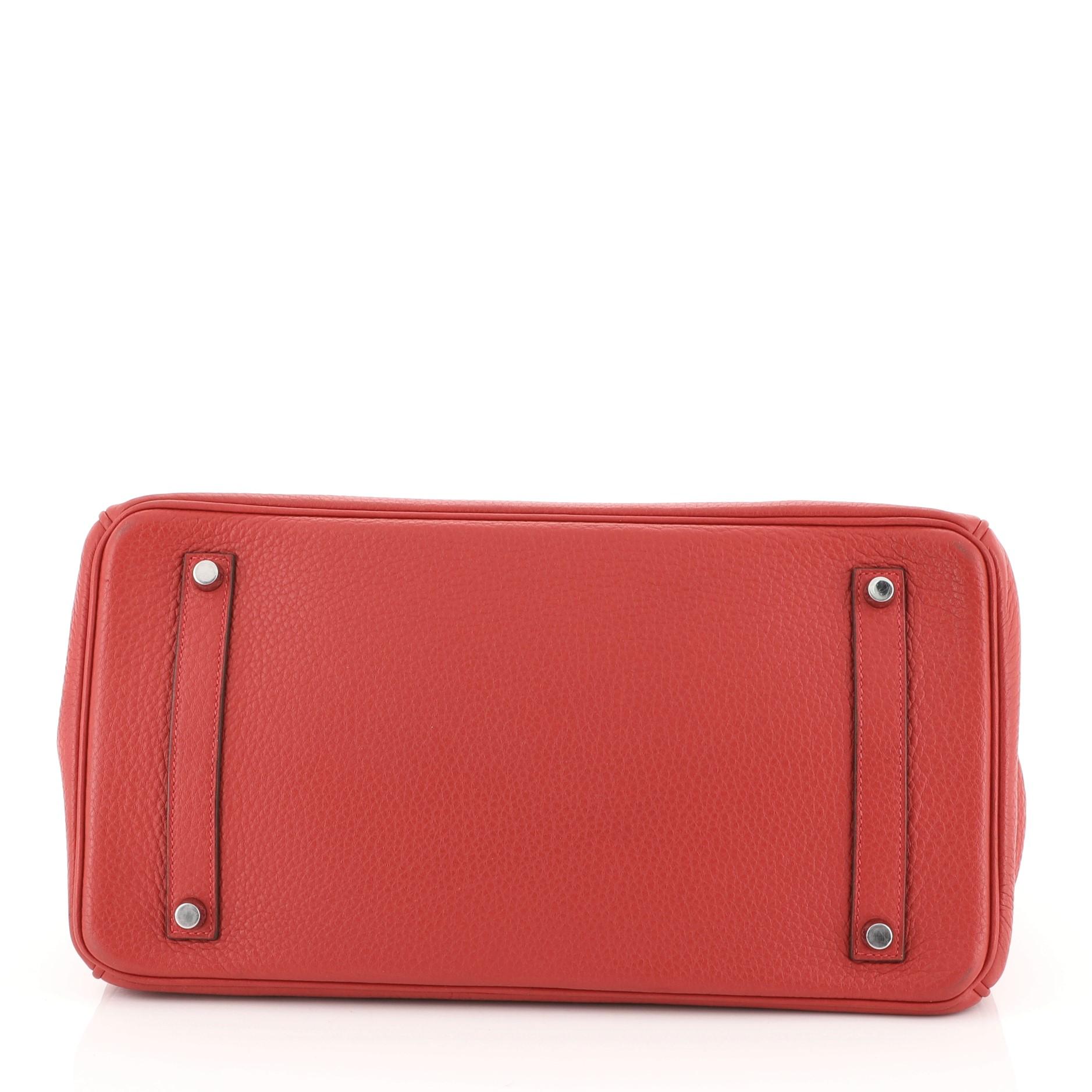 Women's Hermes Birkin Handbag Rouge Casaque Clemence with Palladium Hardware 35