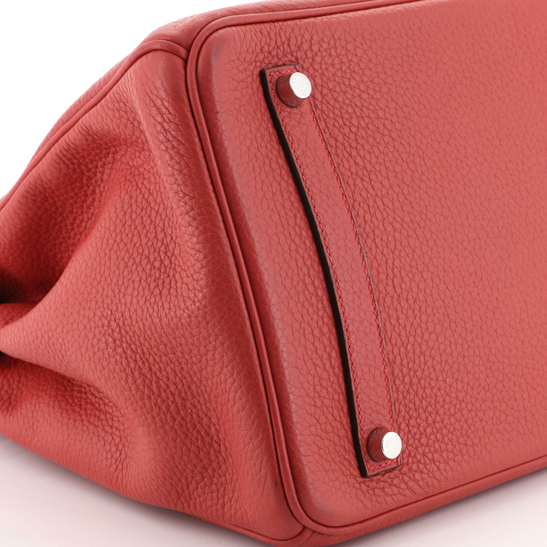 Hermes Birkin Handbag Rouge Casaque Clemence with Palladium Hardware 35 1