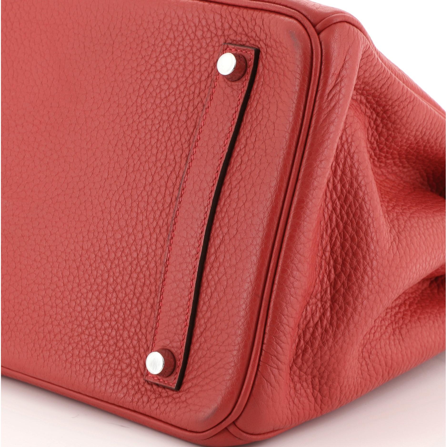 Hermes Birkin Handbag Rouge Casaque Clemence with Palladium Hardware 35 2