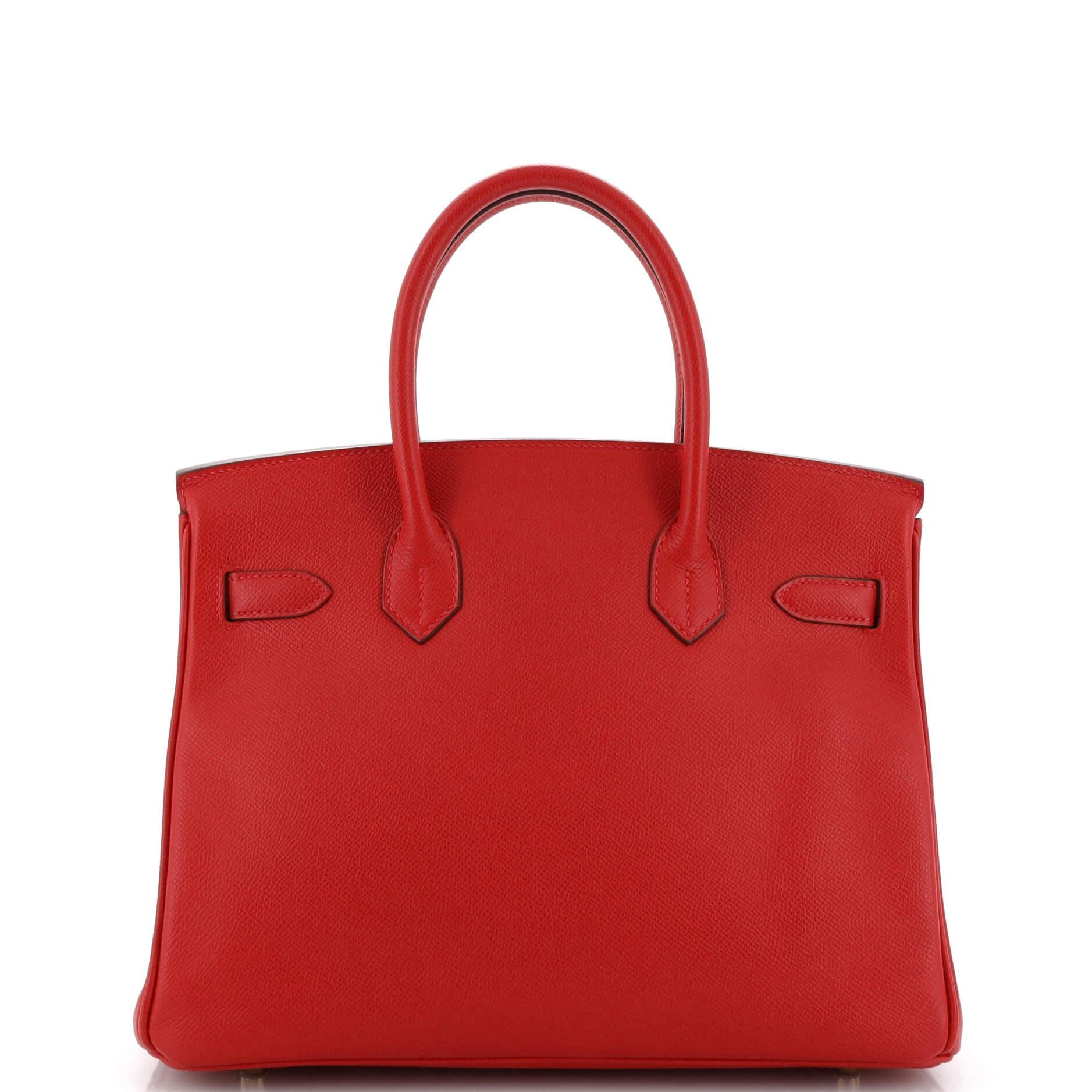 Hermes Birkin Handbag Rouge Casaque Epsom with Gold Hardware 30 In Good Condition In NY, NY
