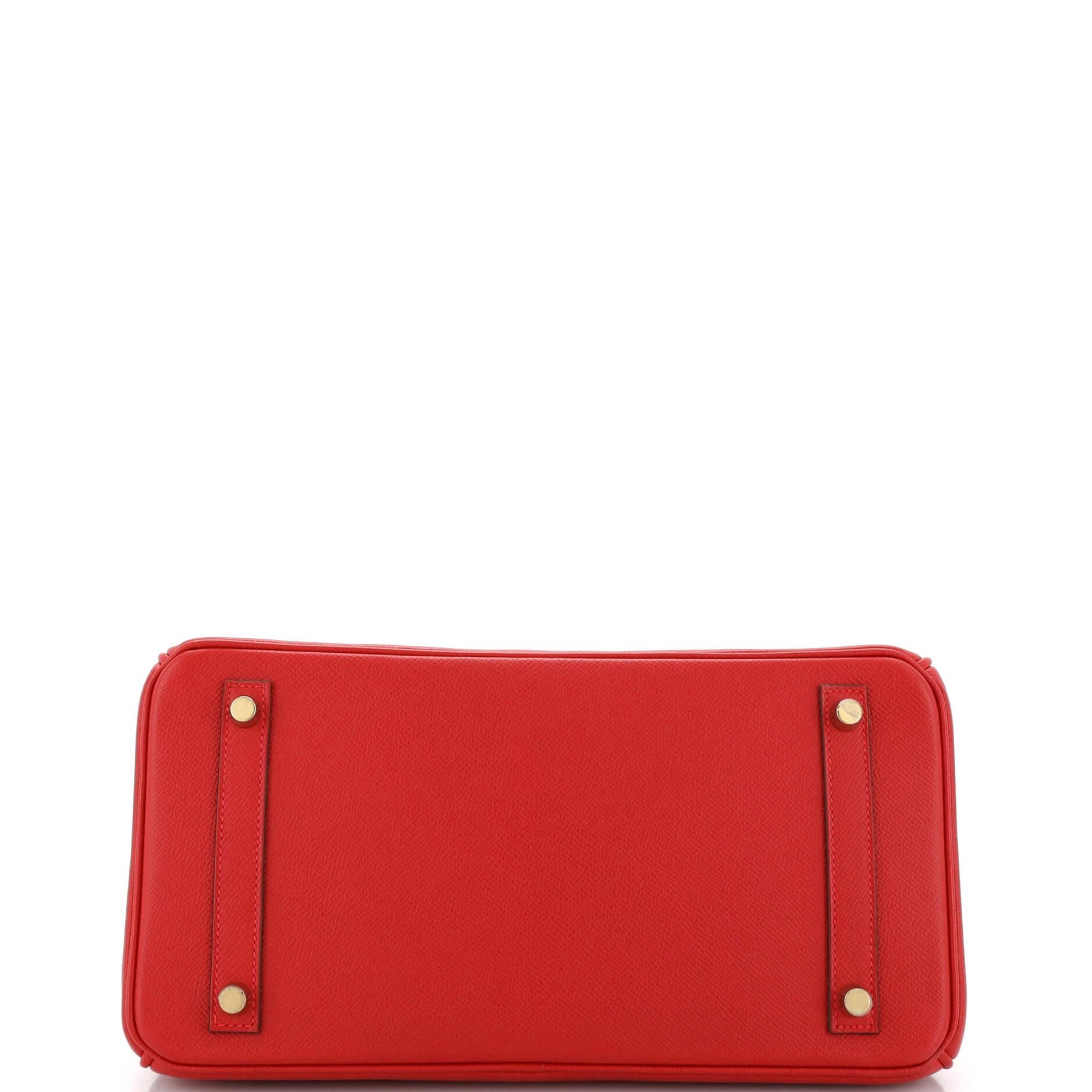 Women's Hermes Birkin Handbag Rouge Casaque Epsom with Gold Hardware 30