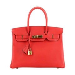 Hermes Birkin Handbag Rouge Casaque Epsom With Gold Hardware 30 