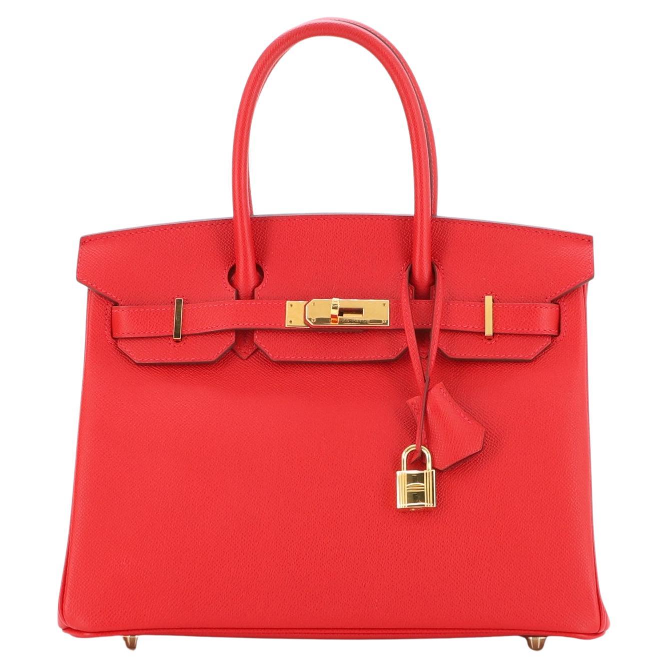 Hermes Birkin Handbag Rouge Casaque Epsom with Gold Hardware 30
