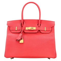 Hermes Birkin Handbag Rouge Casaque Epsom with Gold Hardware 30