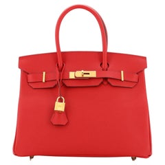 Hermes Birkin Handbag Rouge Casaque Epsom with Gold Hardware 30