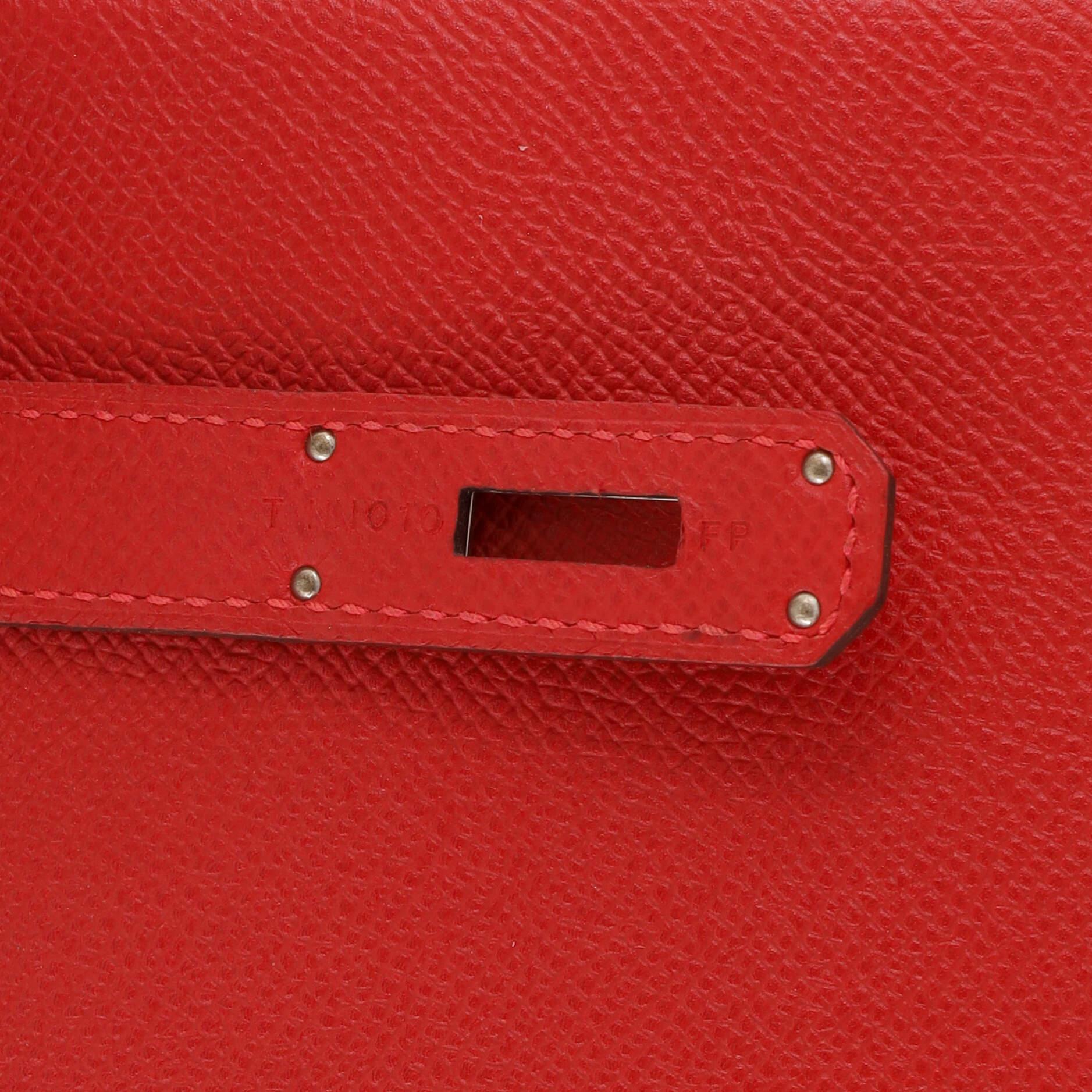 Hermes Birkin Handbag Rouge Casaque Epsom with Palladium Hardware 30 7