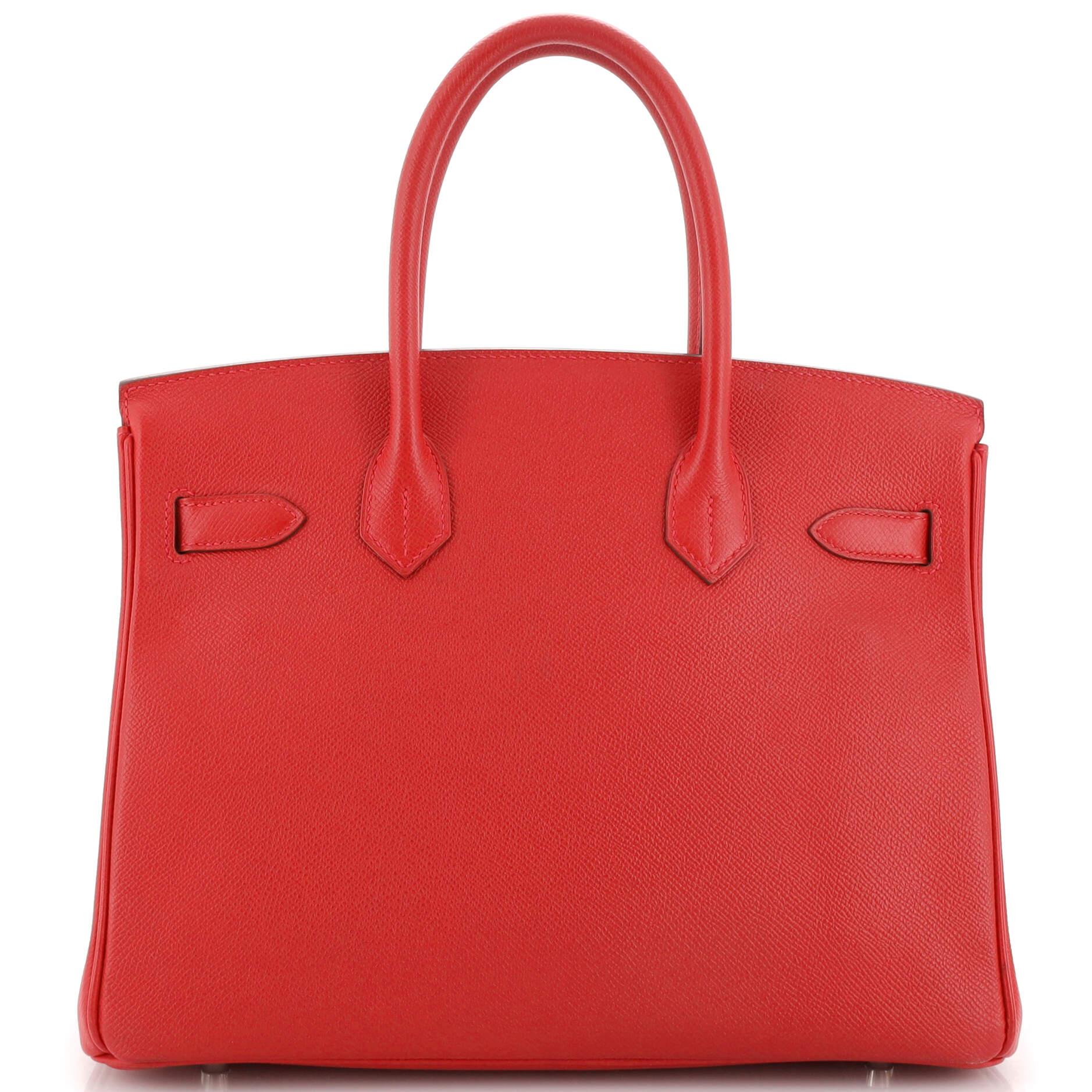 Hermes Birkin Handbag Rouge Casaque Epsom with Palladium Hardware 30 In Good Condition In NY, NY