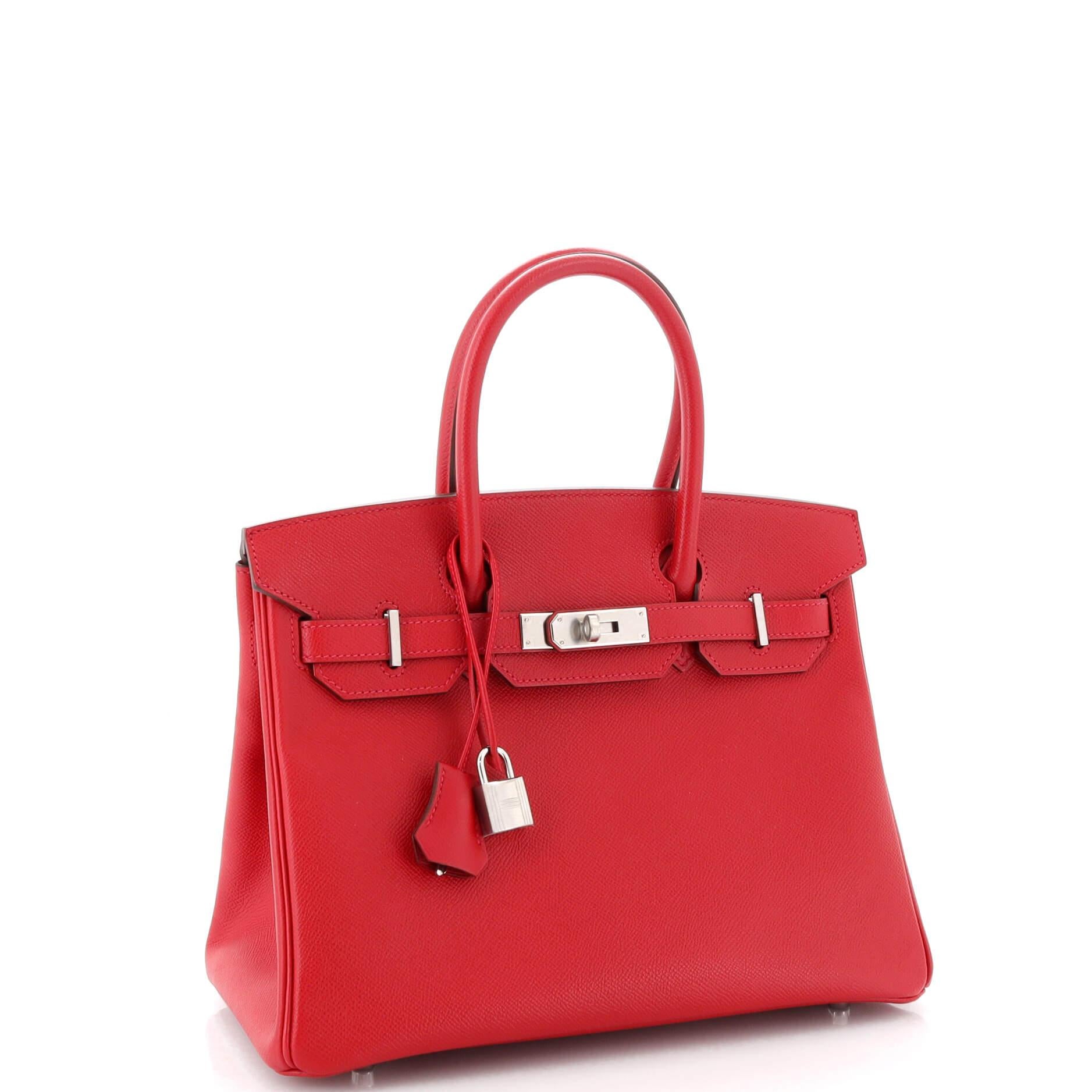 Hermes Birkin Handbag Rouge Casaque Epsom with Palladium Hardware 30 In Good Condition In NY, NY