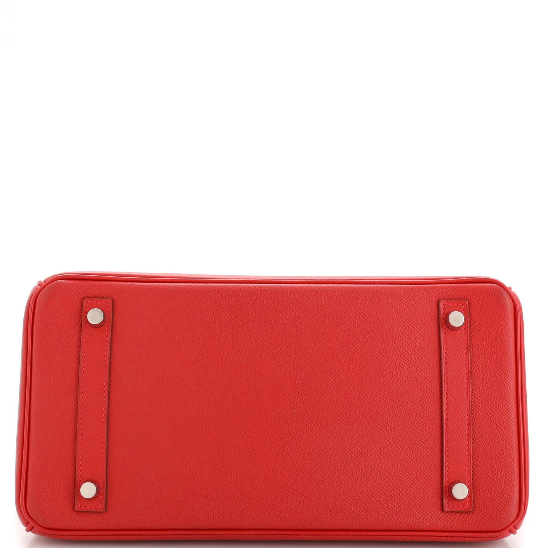 Women's Hermes Birkin Handbag Rouge Casaque Epsom with Palladium Hardware 30