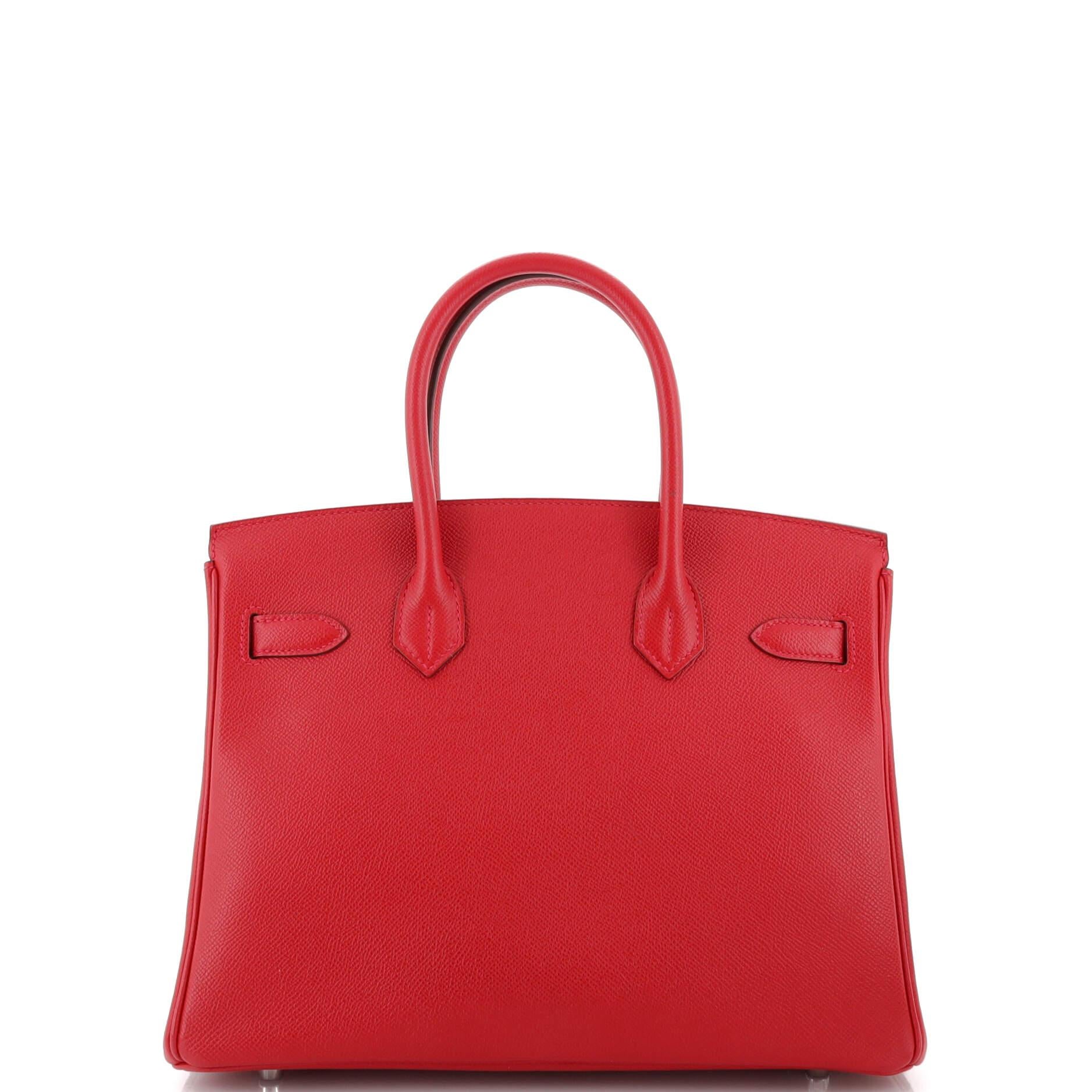 Women's or Men's Hermes Birkin Handbag Rouge Casaque Epsom with Palladium Hardware 30