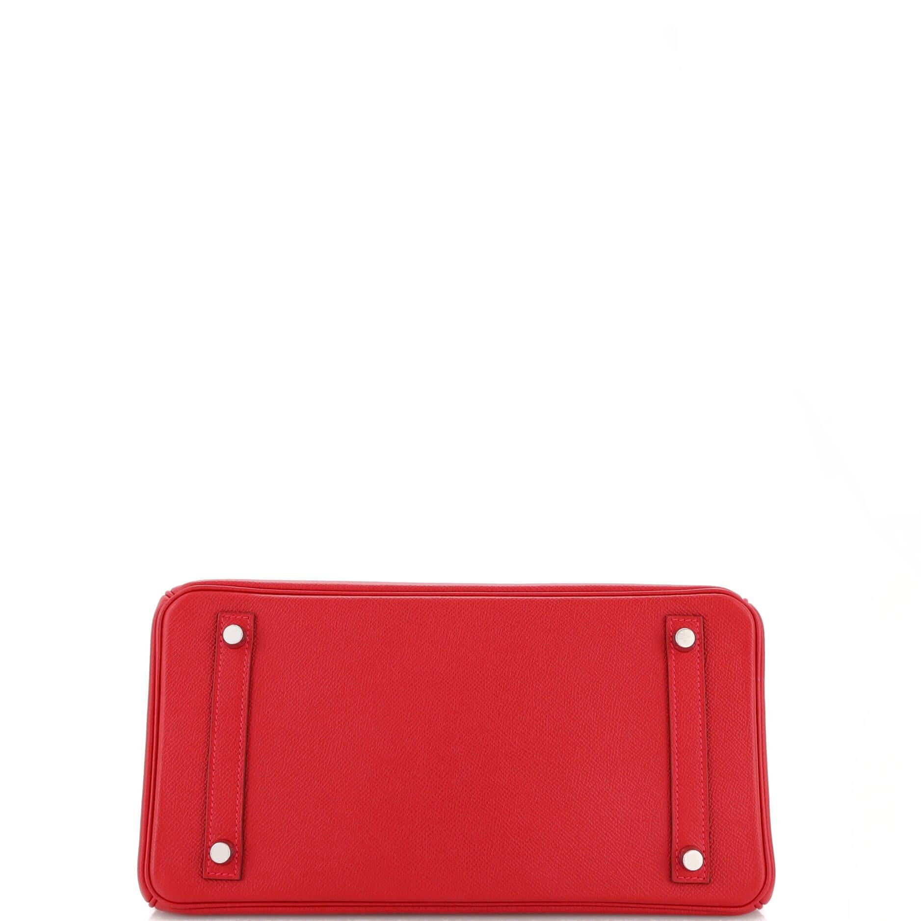 Hermes Birkin Handbag Rouge Casaque Epsom with Palladium Hardware 30 1
