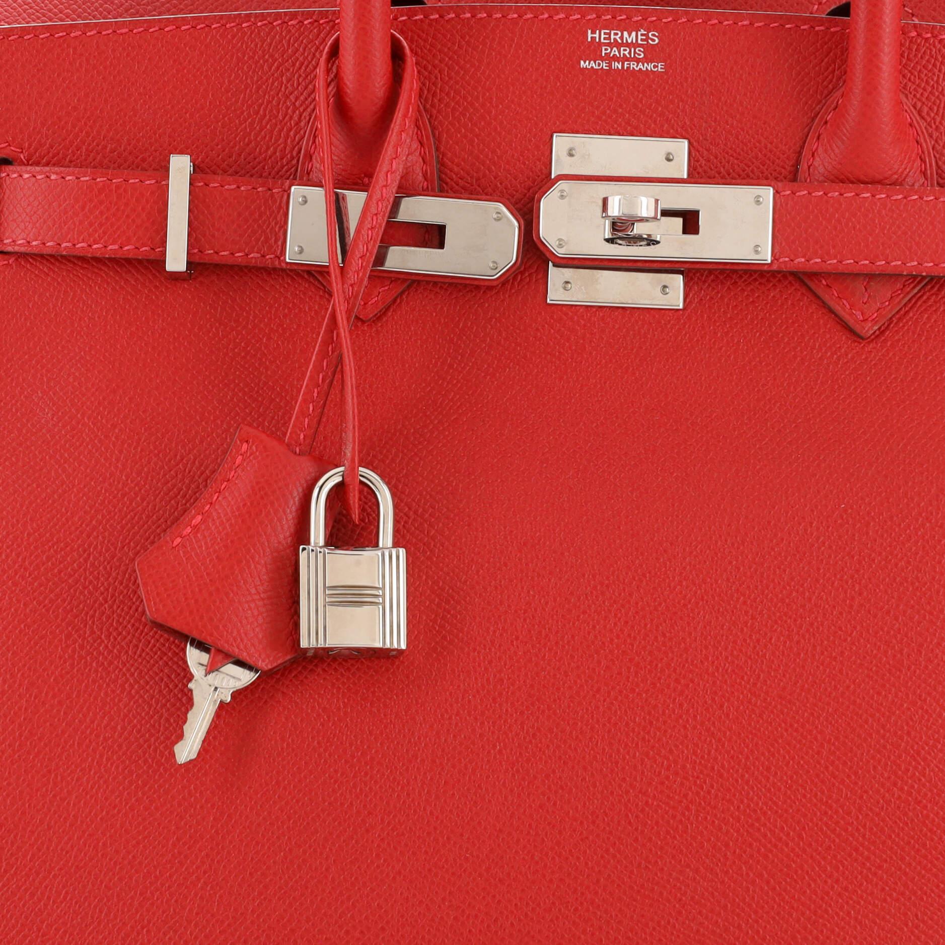 Hermes Birkin Handbag Rouge Casaque Epsom with Palladium Hardware 30 2