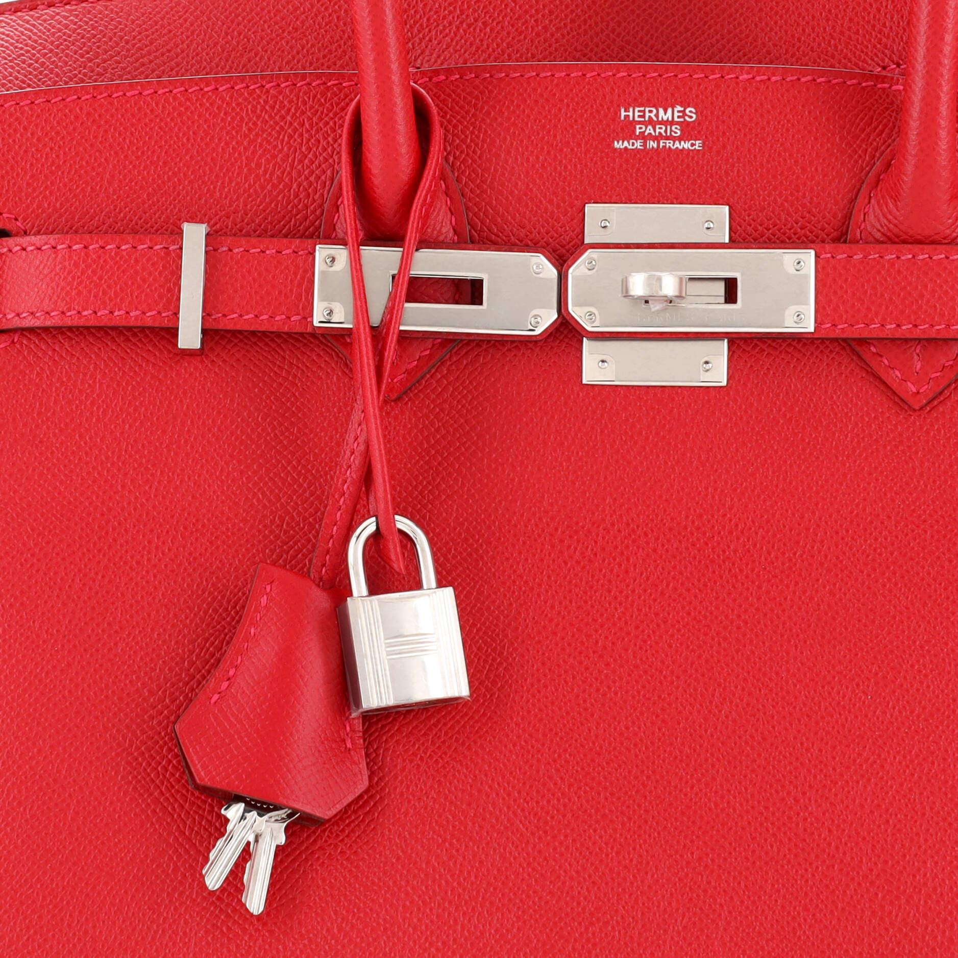 Hermes Birkin Handbag Rouge Casaque Epsom with Palladium Hardware 30 3
