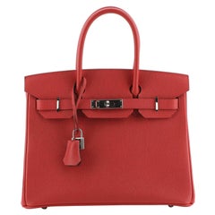 Hermes Birkin Handbag Rouge Casaque Epsom With Palladium Hardware 30 
