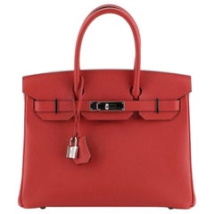 Hermes Birkin Handbag Rouge Casaque Epsom with Palladium Hardware 30