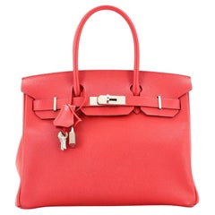 Hermes Birkin Handbag Rouge Casaque Epsom with Palladium Hardware 30