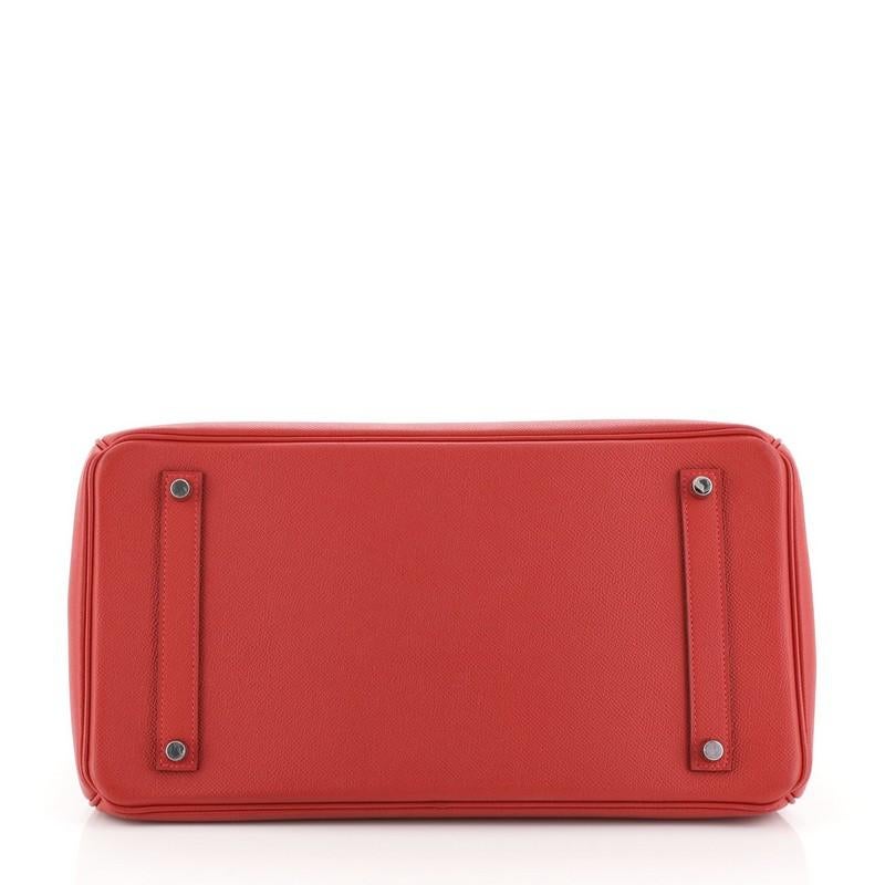 Women's Hermes Birkin Handbag Rouge Casaque Epsom with Palladium Hardware 35