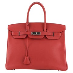 Hermes Birkin Handbag Rouge Casaque Epsom With Palladium Hardware 35 