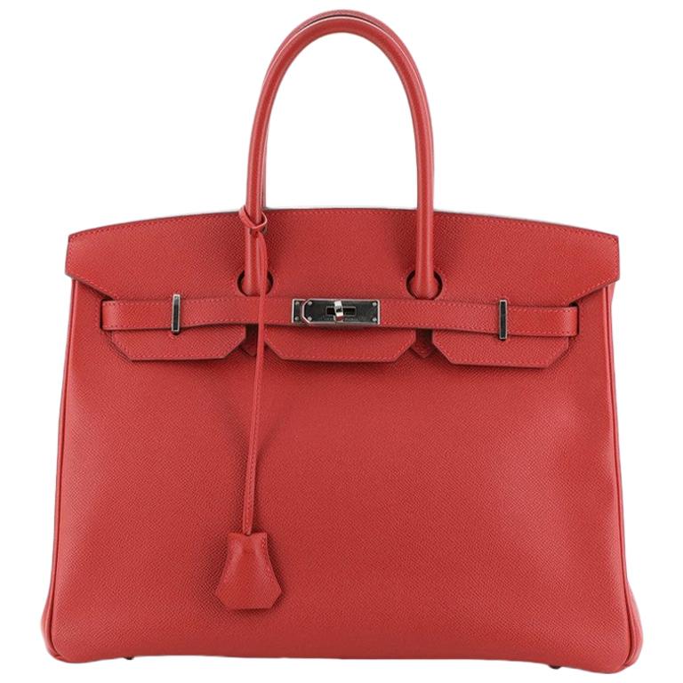 Hermes Birkin Handbag Rouge Casaque Epsom with Palladium Hardware 35