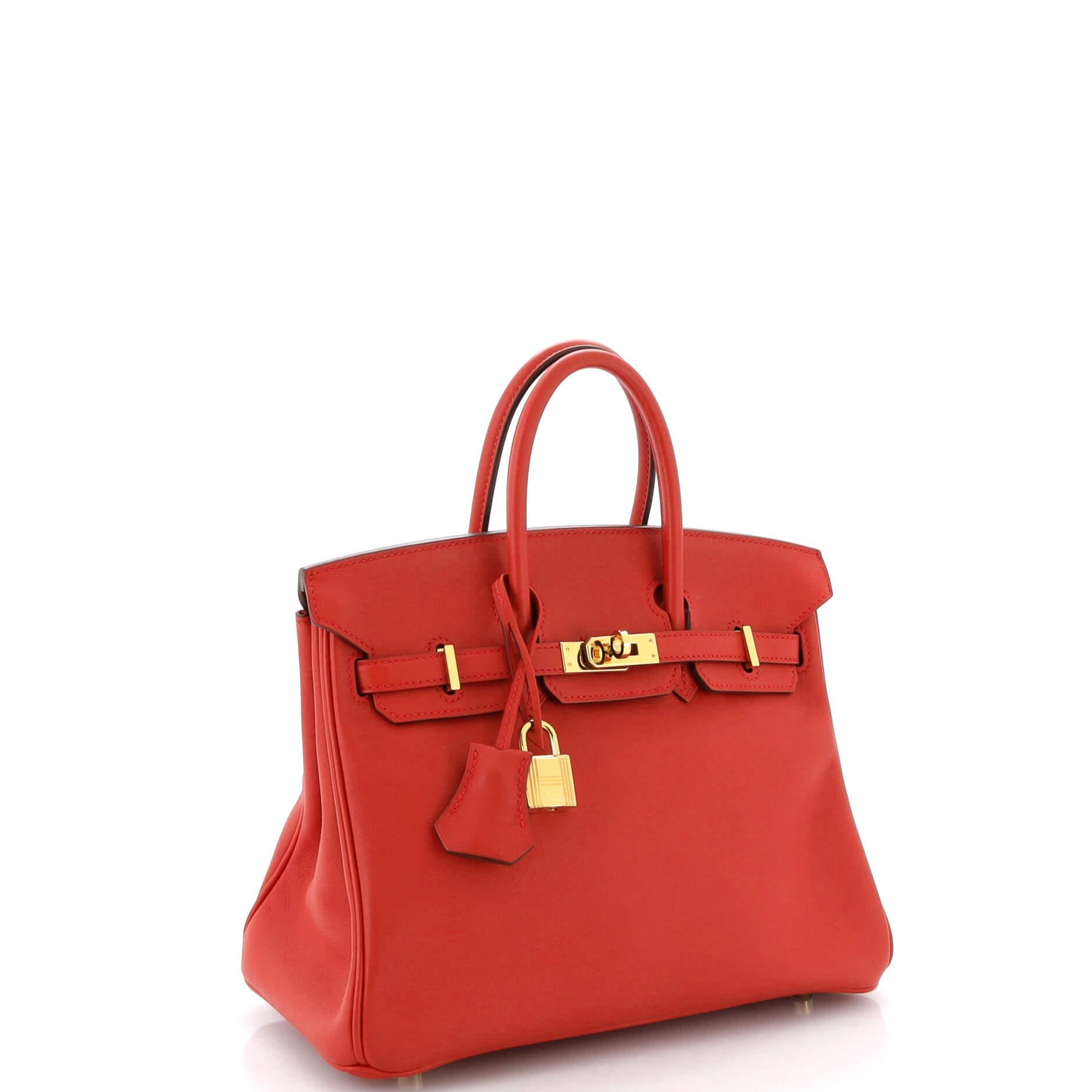 Hermes Birkin Handbag Rouge Casaque Swift with Gold Hardware 25 In Good Condition In NY, NY