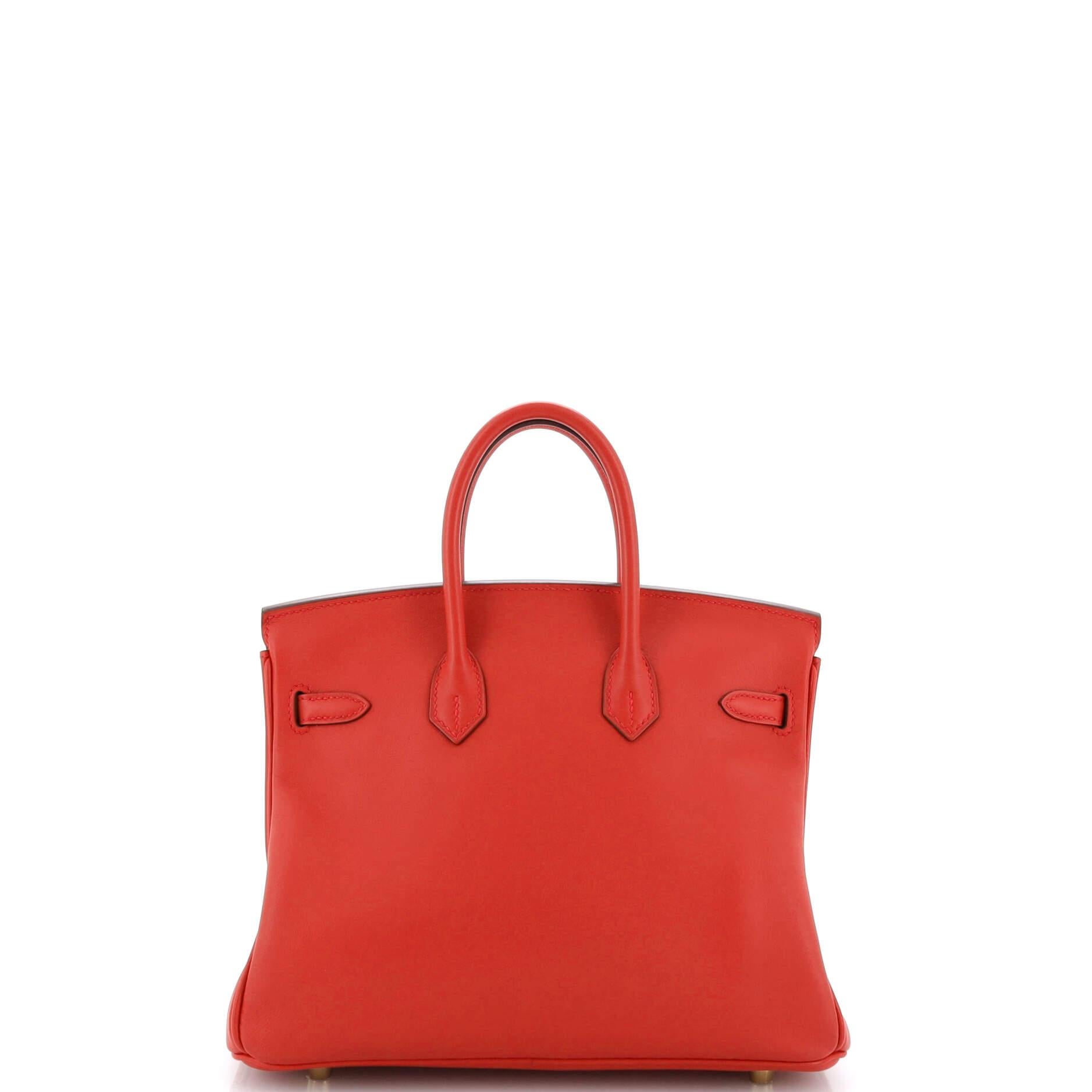 Women's Hermes Birkin Handbag Rouge Casaque Swift with Gold Hardware 25